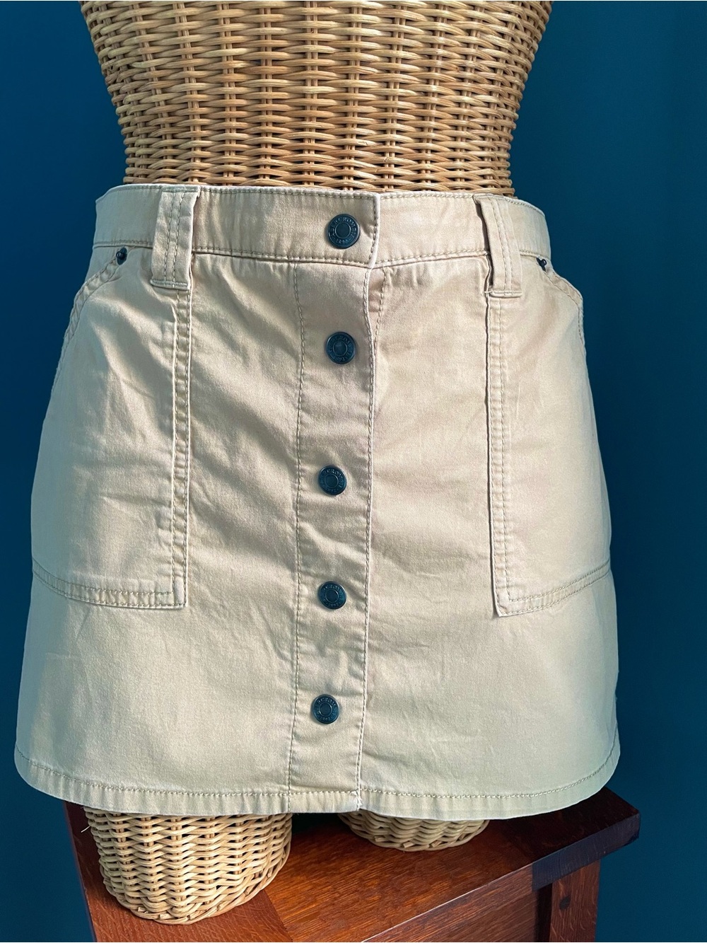 Abercrombie & Fitch Khaki Y2K Snap Front Utility Mini Skirt Size Small